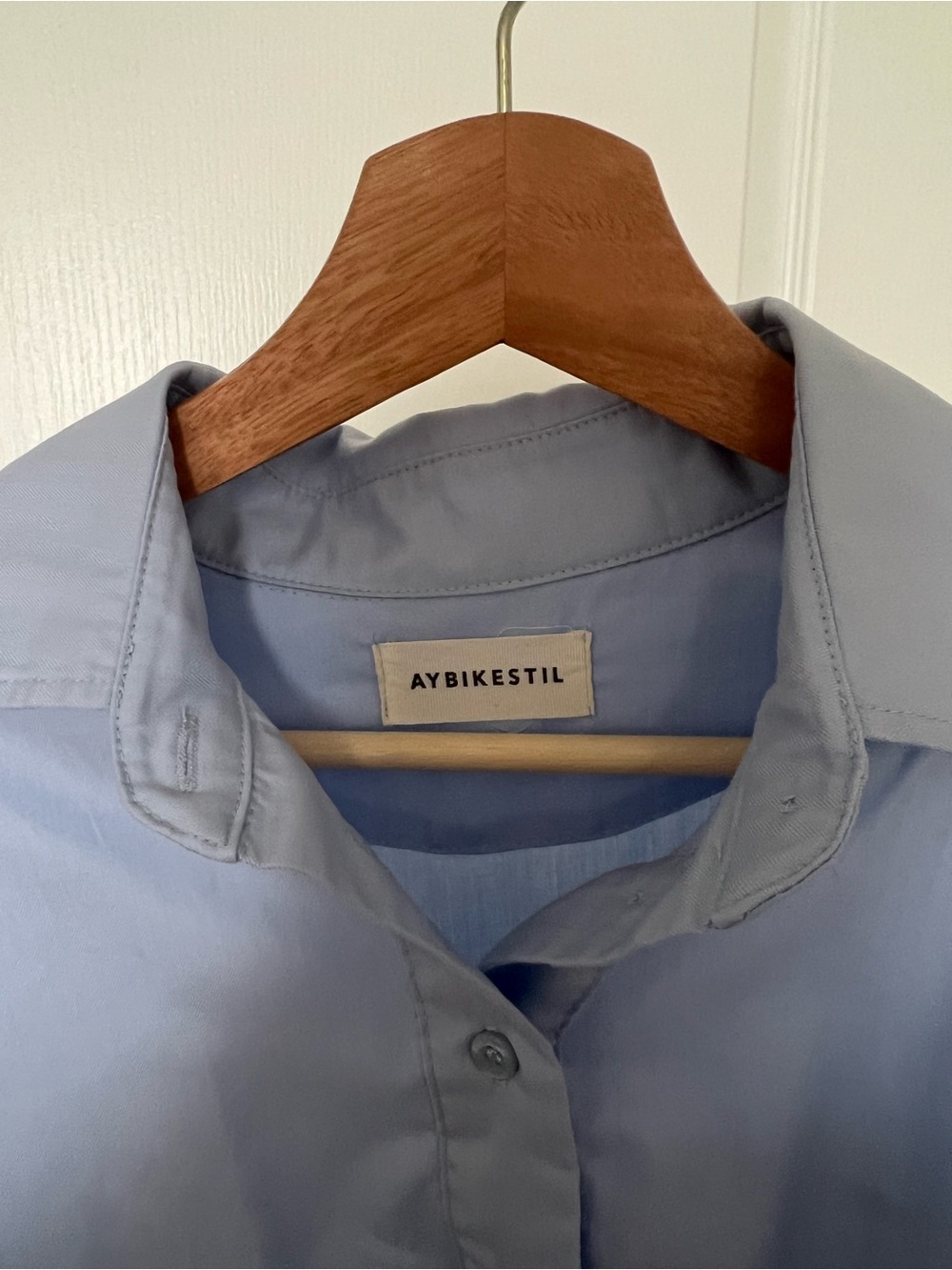 Cotton Shirt Dress in Light Blue - Picture 13 of 13